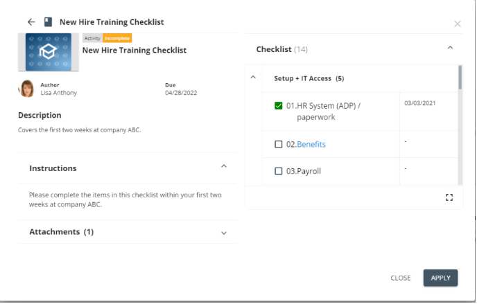 Brainshark new hire training checklist