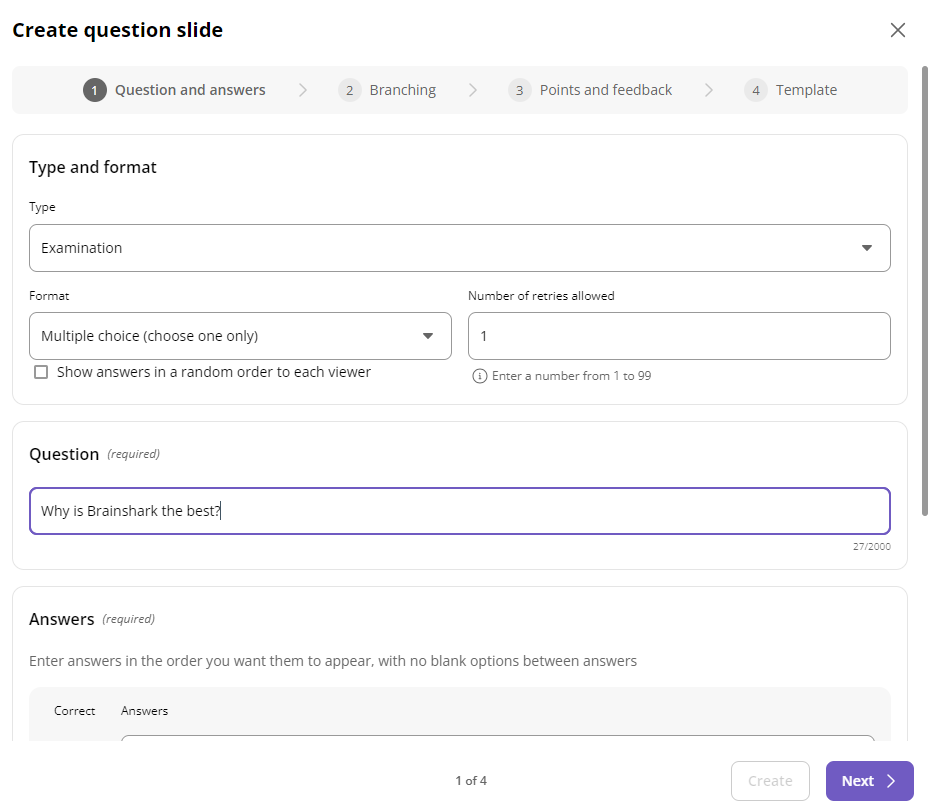 creating exam questions for training content