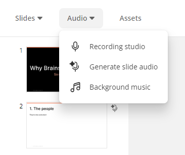 add audio and narration to training videos in brainshark