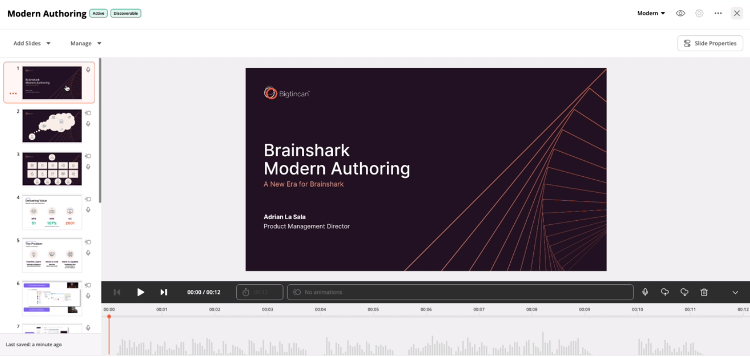 Brainshark Modern Content Authoring content creation engine